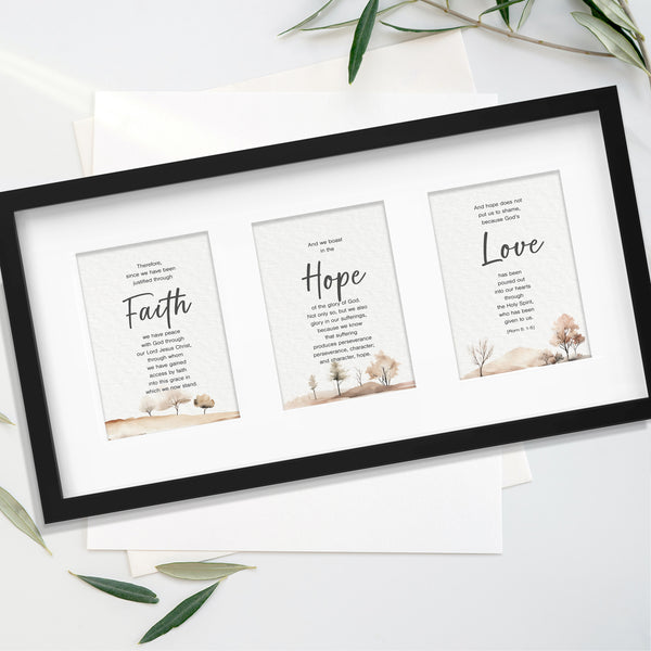 Faith. Hope. Love. Romans 5: 1-5 (55x28cm)